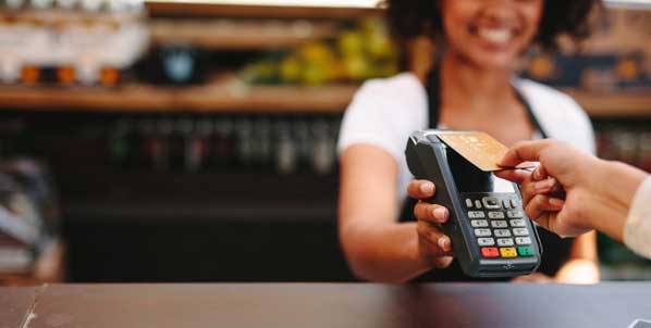 Customer paying with contactless card