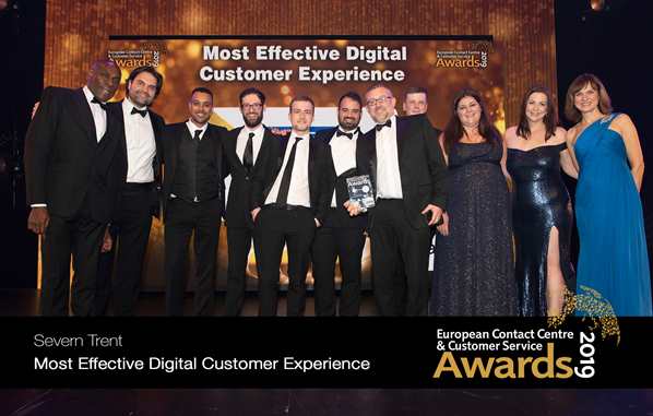 Severn Trent digital team picking up gold at the 2019 European Contact Centre and Customer Service Awards