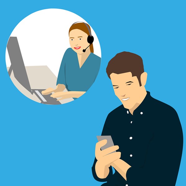 Customer chatting with call center agent
