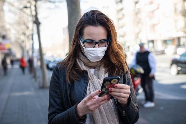 Women wearing mask on street during Coronavirus pandemic
