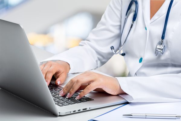 Doctor using healthcare software