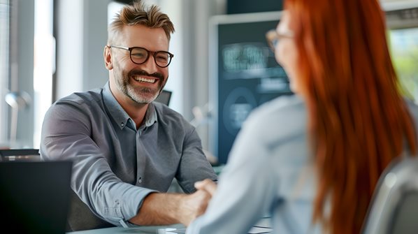 Customer greeted by sales person