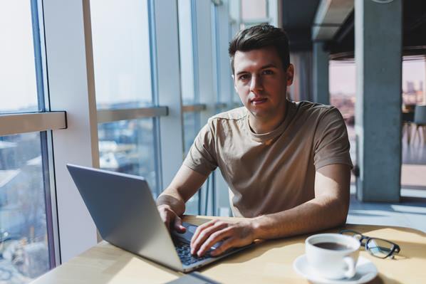 Man working away from home