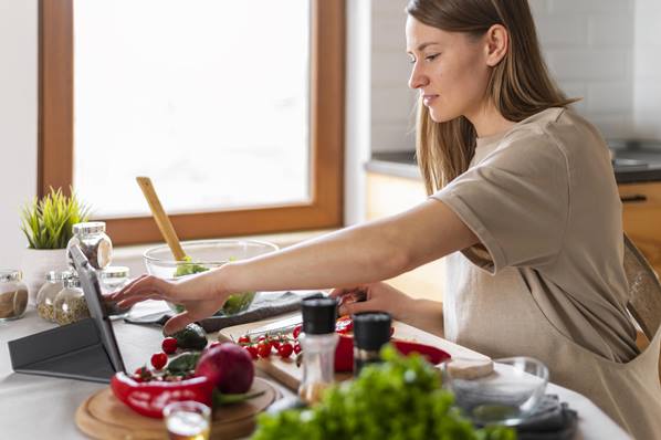 Cooking in the kitchen