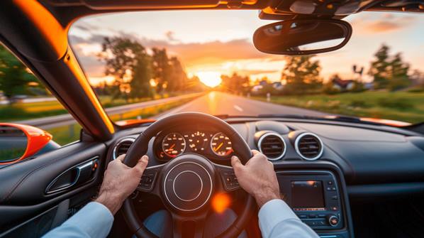 Man driving a car