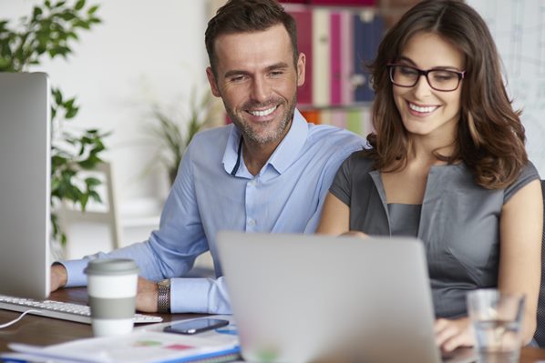 Business people working on laptop