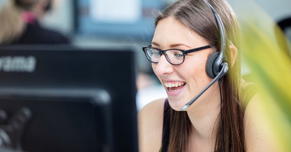 Happy call centre agent