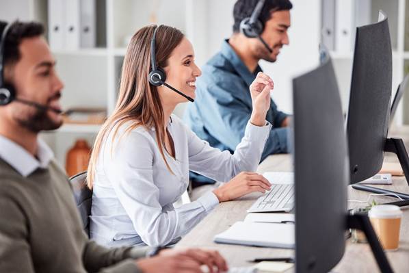 Contact center agents at work