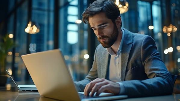 Businessperson working on laptop