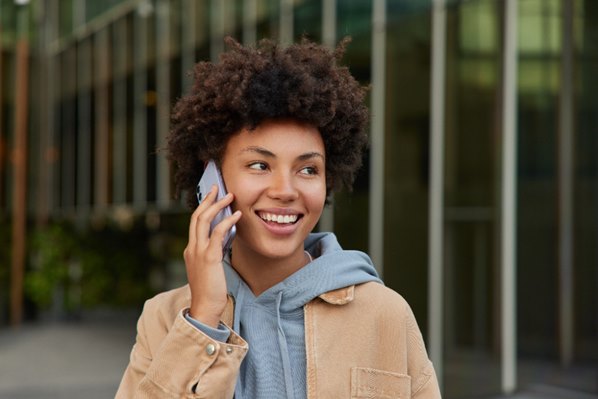 Customer speaking on a mobile phone