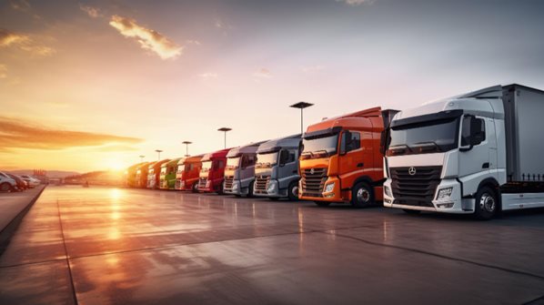 Trucks parked in line