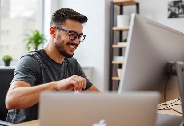 Man playing game on his computer