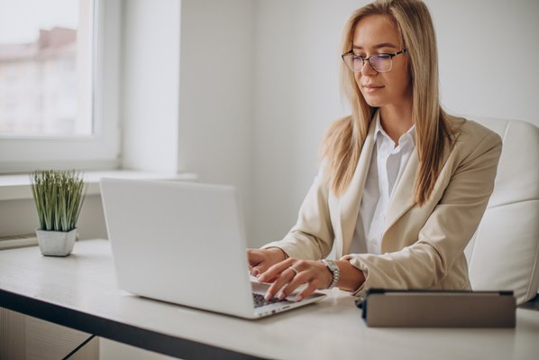 Manager taking an online learning session