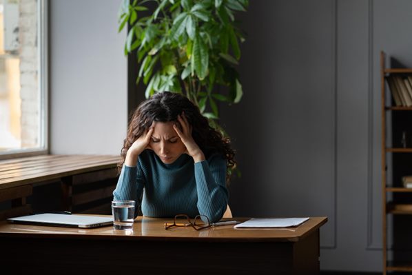 Stressed out customer service assistant