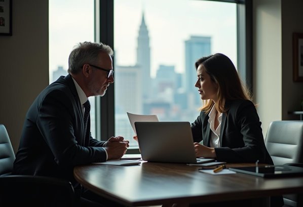 Tax attorney meeting with his client