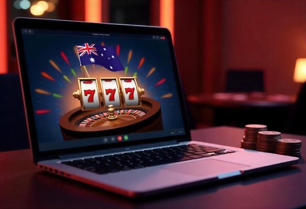 Australian online casino played on a laptop