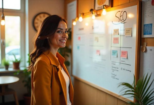 SEO Manager looking at whiteboard