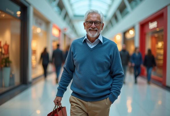 A Baby Boomer in a shopping mall