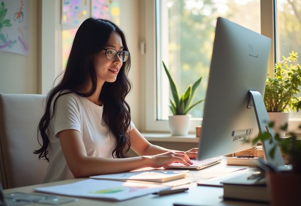 A graphice designer working on her computer