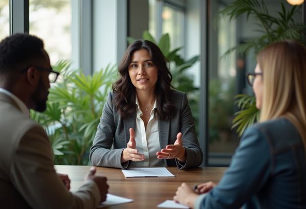 Customer Success Manager talking to her team