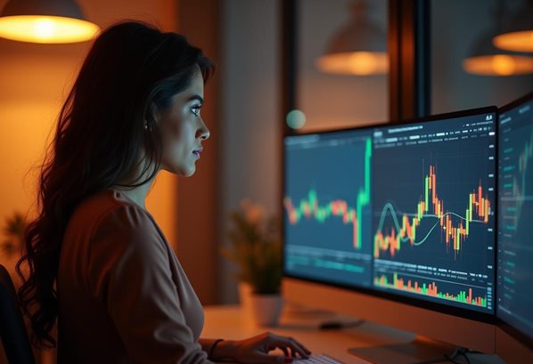 Finance manager at work on her computer