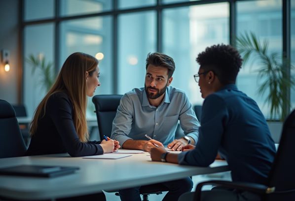 Start-up team working in a modern office