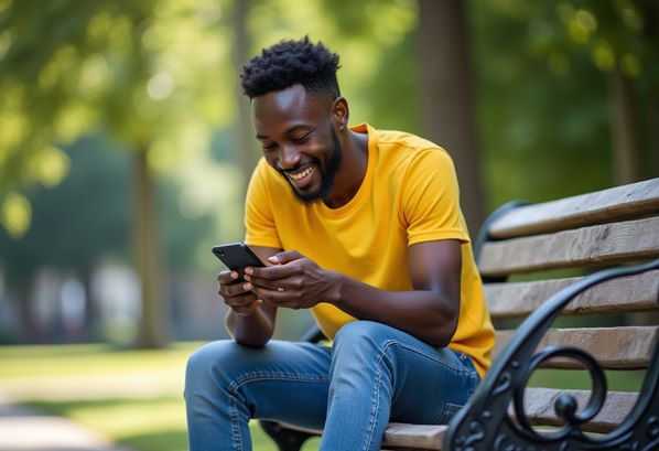 A young man playing games on his mobile phone