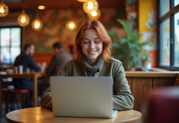 Women browsing the internet on her laptop