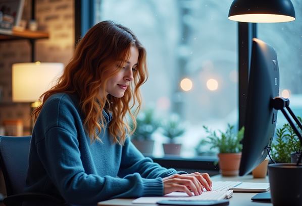 Small business owner accessing her digital inbox