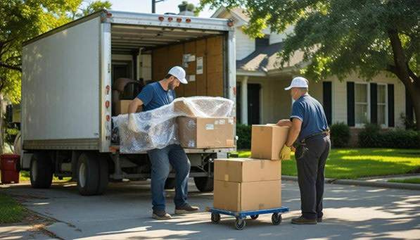 Removals men unloading their truck