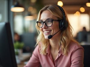 Happy contact center agent