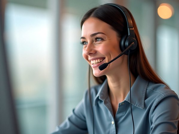 Contact center agent with headset