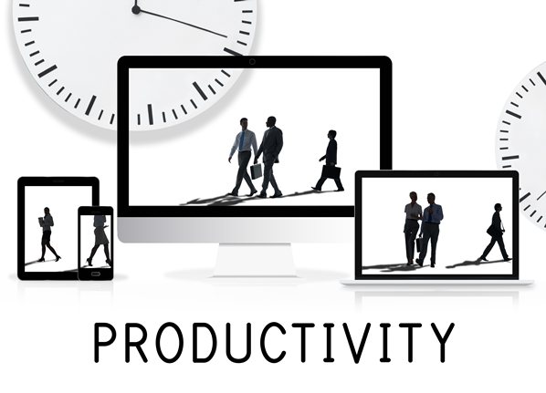 Productive people with clock