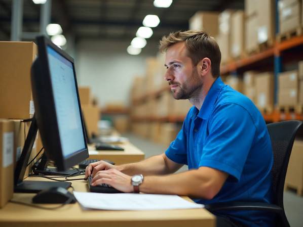 Warehouse manager dealing with returned goods