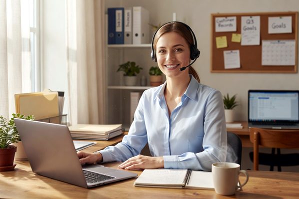 A friendly customer support assistant in a small business