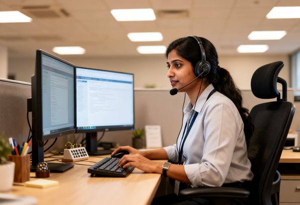A customer service rep dealing with a complaint