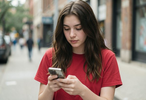 Gen Z women using a mobile phone