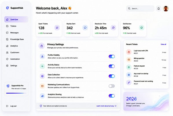 Customer data privacy settings