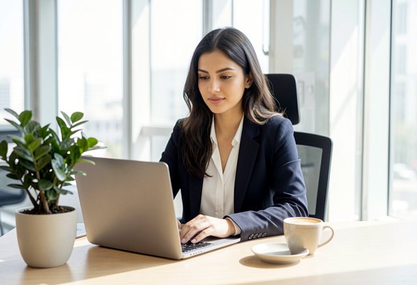 A manager using an AI translation platform