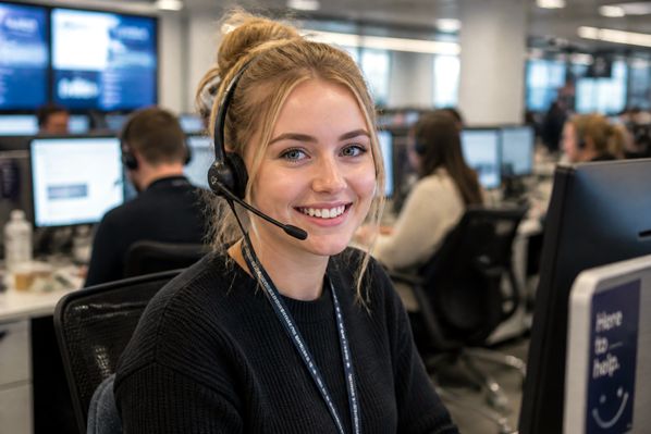 Customer experience manager talking to a customer on the phone