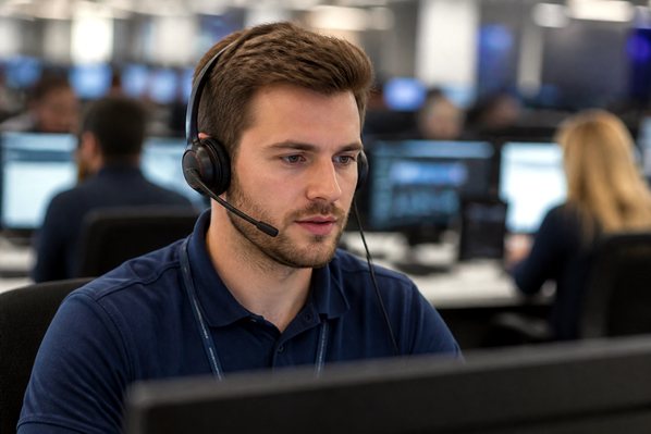 Call center agent processing payment