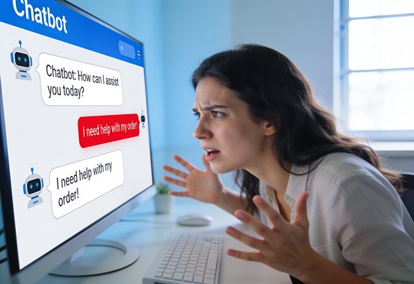 Unhappy customer talking to a chatbot