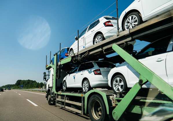 Car shipping carrier on the road