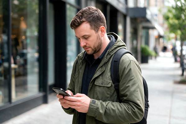 A customer receiving an anticipatory message on his phone
