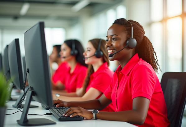 Customer service reps in a busy contact center