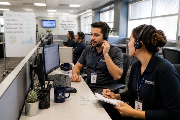Contact center agents recording a customer's call