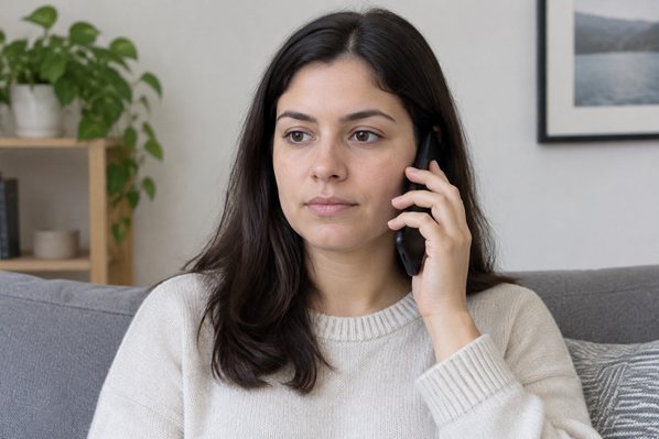 Customer on her phone